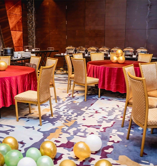 Elegant wedding dining decoration creating an attractive and comfortable space for guests to enjoy meals