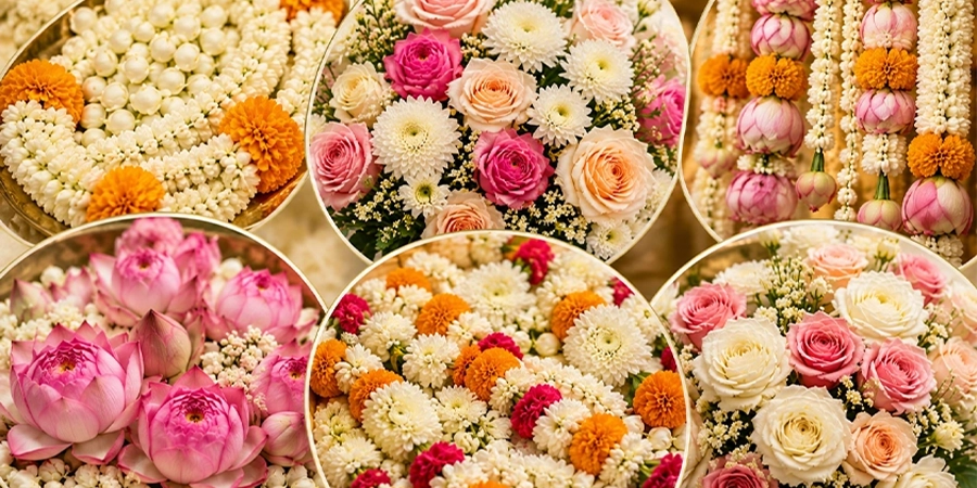 Beautiful wedding flower decoration with colorful floral arrangements adding elegance to the celebration
