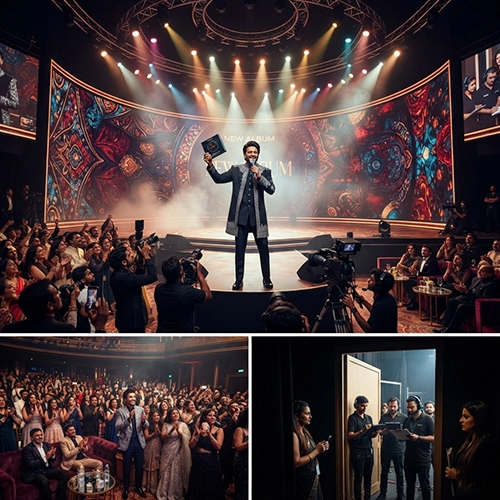 Album launch concerts with stage production, artist support and professional event management.