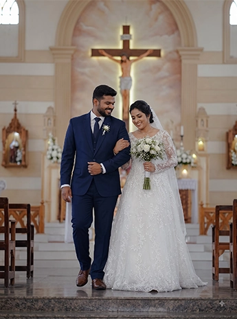 Christian wedding ceremony with floral decor, seating and traditional marriage arrangements in Erode