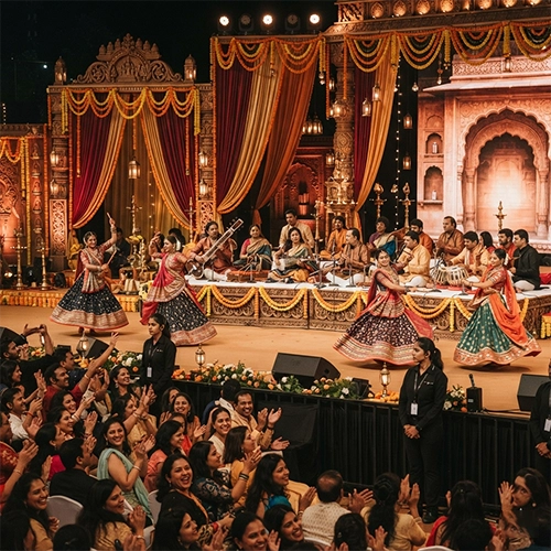 Cultural music show management with professional performers, stage setup and audience engagement.