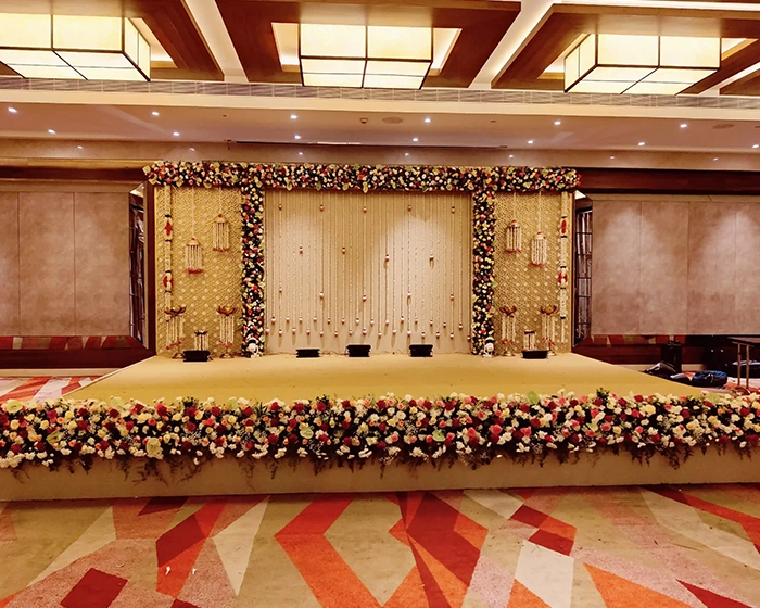 Elegant event stage decoration designed for weddings and special celebrations