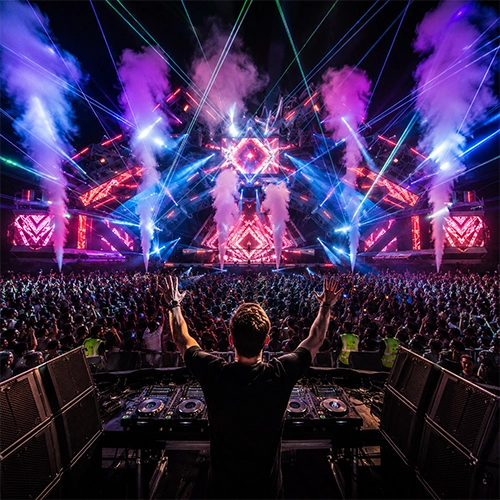 DJ nights and EDM events with premium sound, lighting, visual effects and stage production.