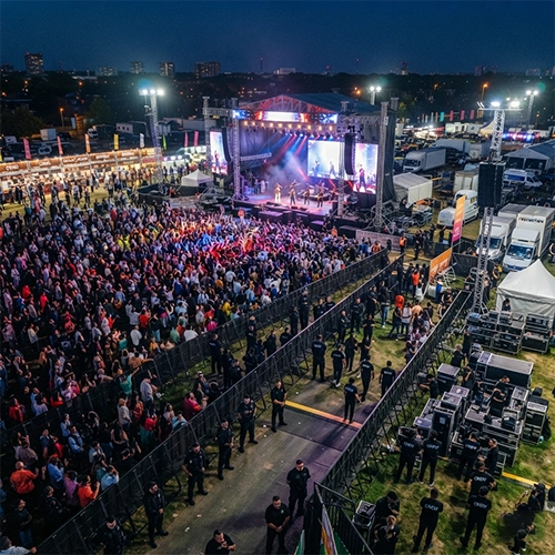 Festival public concert planning with artist management, production and crowd coordination.