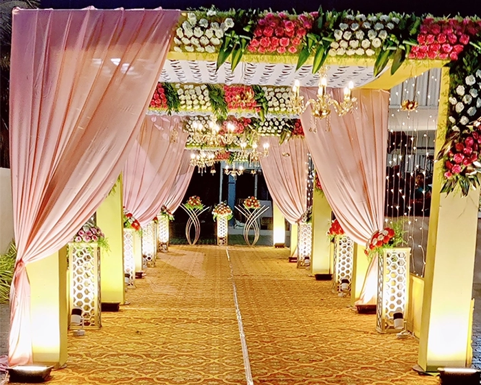 Creative wedding lighting decoration enhancing stage ambiance and event experience