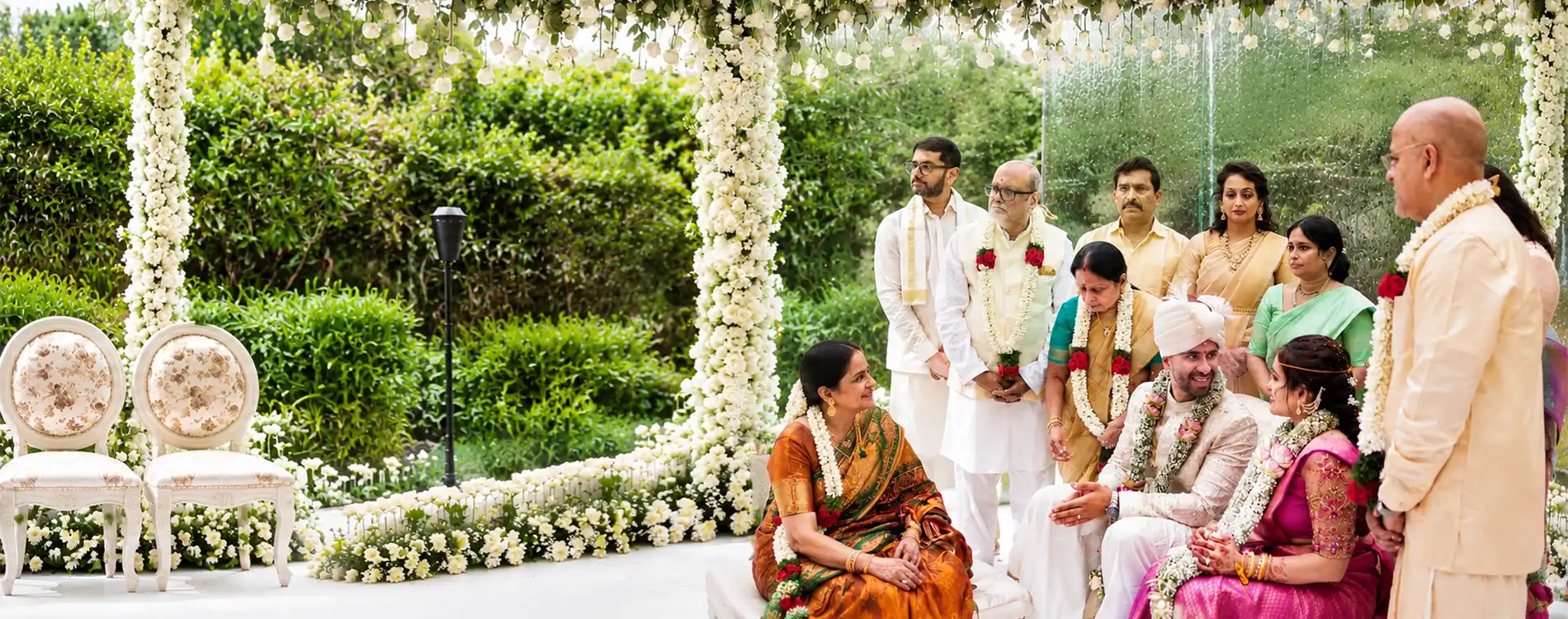 Wedding events and marriage planning with traditional decor, venue setup and guest arrangements in Pollachi